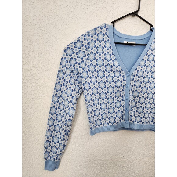 Hollister Women's Blue/White Cropped Button Up Cardigan Sweater Size Large NWOT - Picture 5 of 8